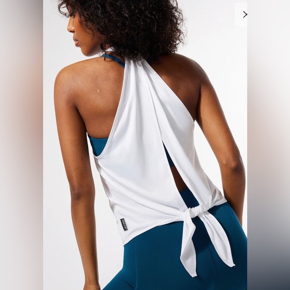 Savage x Fenty hazy white LIGHT LAYER OPEN-BACK halter TANK size XS‎ new - Picture 1 of 6